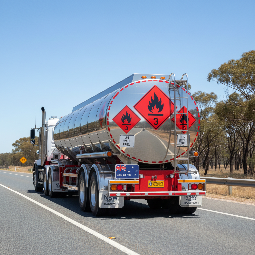 Dangerous goods placards tanker truck NSW ADG Code